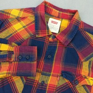 Levi Strauss & Co Mens Small Flannel Shirt Plaid Button Up Long Sleeve Casual